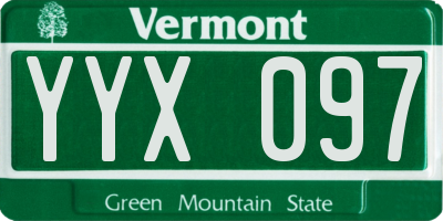 VT license plate YYX097