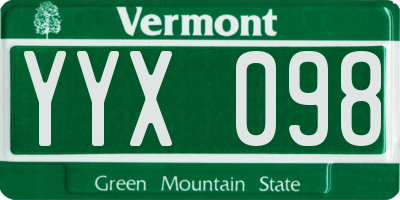 VT license plate YYX098