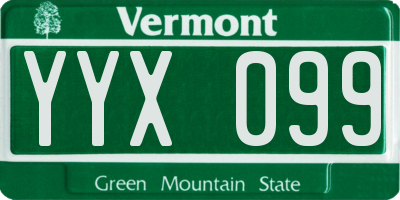 VT license plate YYX099