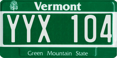 VT license plate YYX104