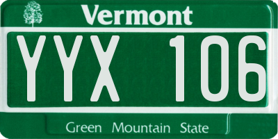 VT license plate YYX106