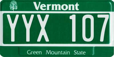 VT license plate YYX107