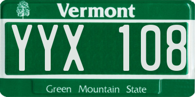 VT license plate YYX108
