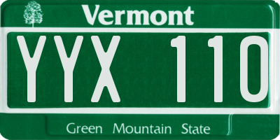VT license plate YYX110
