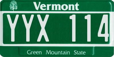 VT license plate YYX114