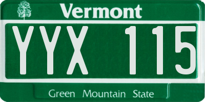 VT license plate YYX115