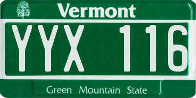 VT license plate YYX116