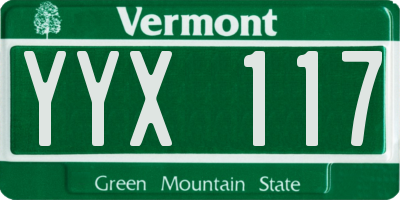 VT license plate YYX117