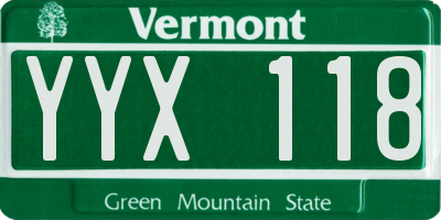 VT license plate YYX118