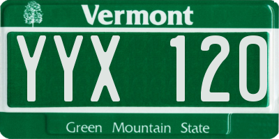 VT license plate YYX120