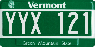 VT license plate YYX121