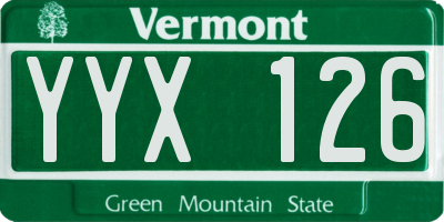 VT license plate YYX126