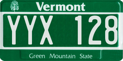VT license plate YYX128
