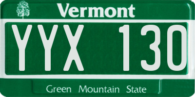 VT license plate YYX130