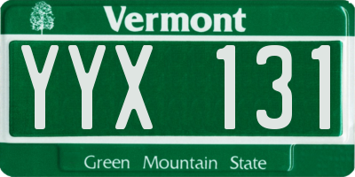 VT license plate YYX131