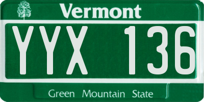 VT license plate YYX136