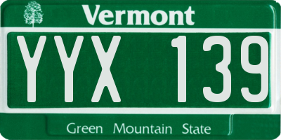 VT license plate YYX139