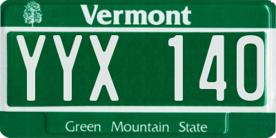 VT license plate YYX140