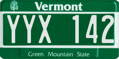 VT license plate YYX142