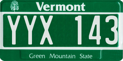 VT license plate YYX143