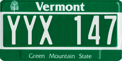 VT license plate YYX147