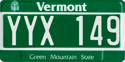 VT license plate YYX149