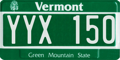VT license plate YYX150