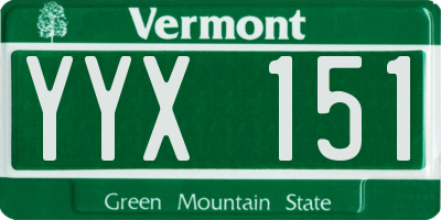 VT license plate YYX151