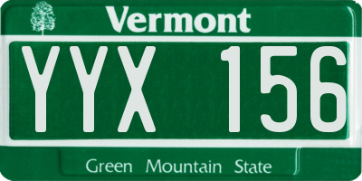 VT license plate YYX156