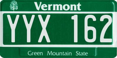 VT license plate YYX162