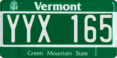 VT license plate YYX165
