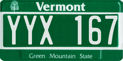 VT license plate YYX167