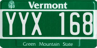 VT license plate YYX168