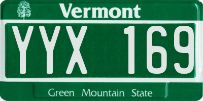VT license plate YYX169
