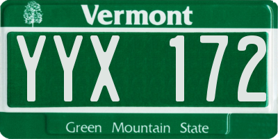 VT license plate YYX172