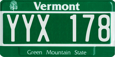 VT license plate YYX178