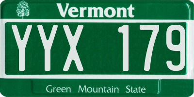 VT license plate YYX179