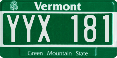 VT license plate YYX181