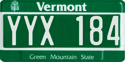 VT license plate YYX184