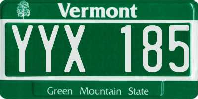 VT license plate YYX185