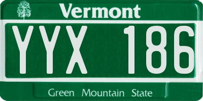 VT license plate YYX186