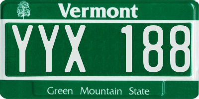 VT license plate YYX188