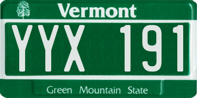 VT license plate YYX191