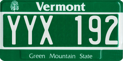 VT license plate YYX192