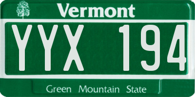 VT license plate YYX194