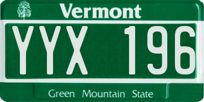 VT license plate YYX196