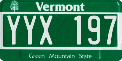 VT license plate YYX197