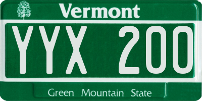 VT license plate YYX200