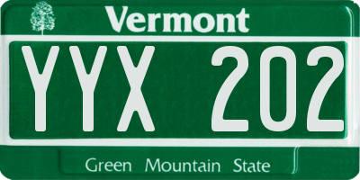 VT license plate YYX202
