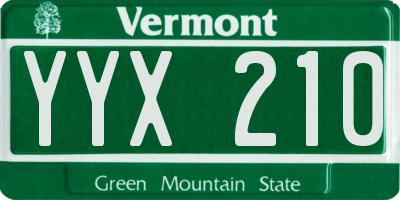 VT license plate YYX210
